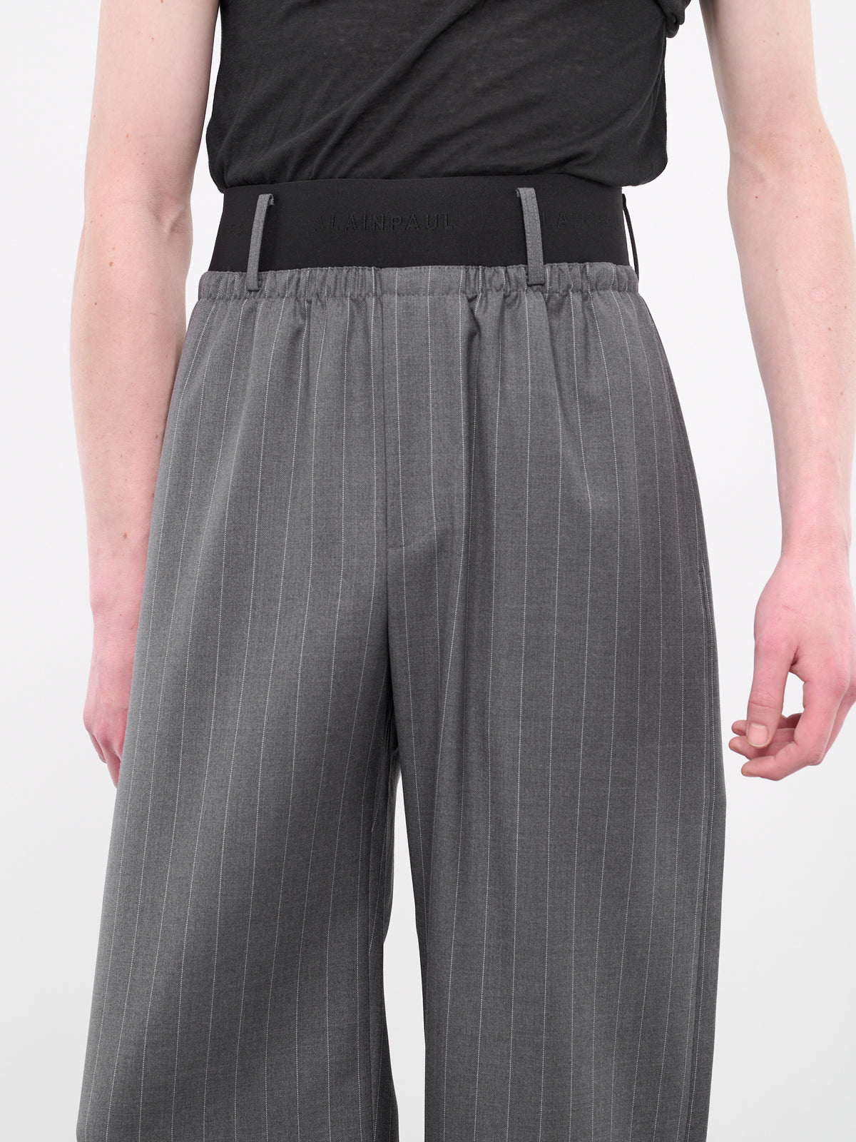 Elasticated Pinstripe Trousers (S1UPA02-GREY-PINSTRIPE)