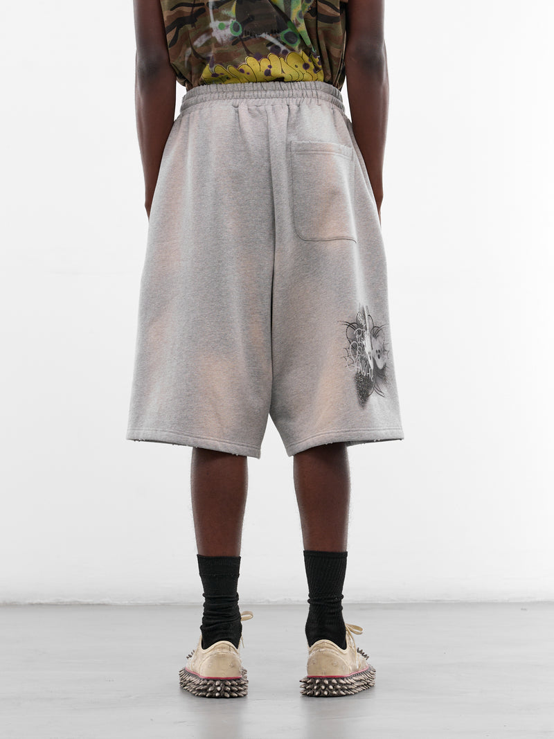 Gray Graffiti Drop Crotch Shorts (S25SSUSH0212-GREY)