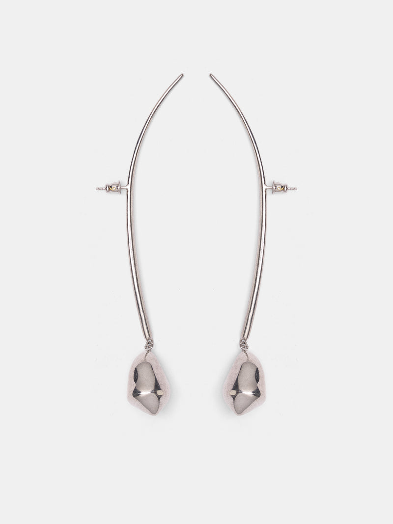 Large Lacrima Rhodium Earrings (S26-EA006-P-SILVER)