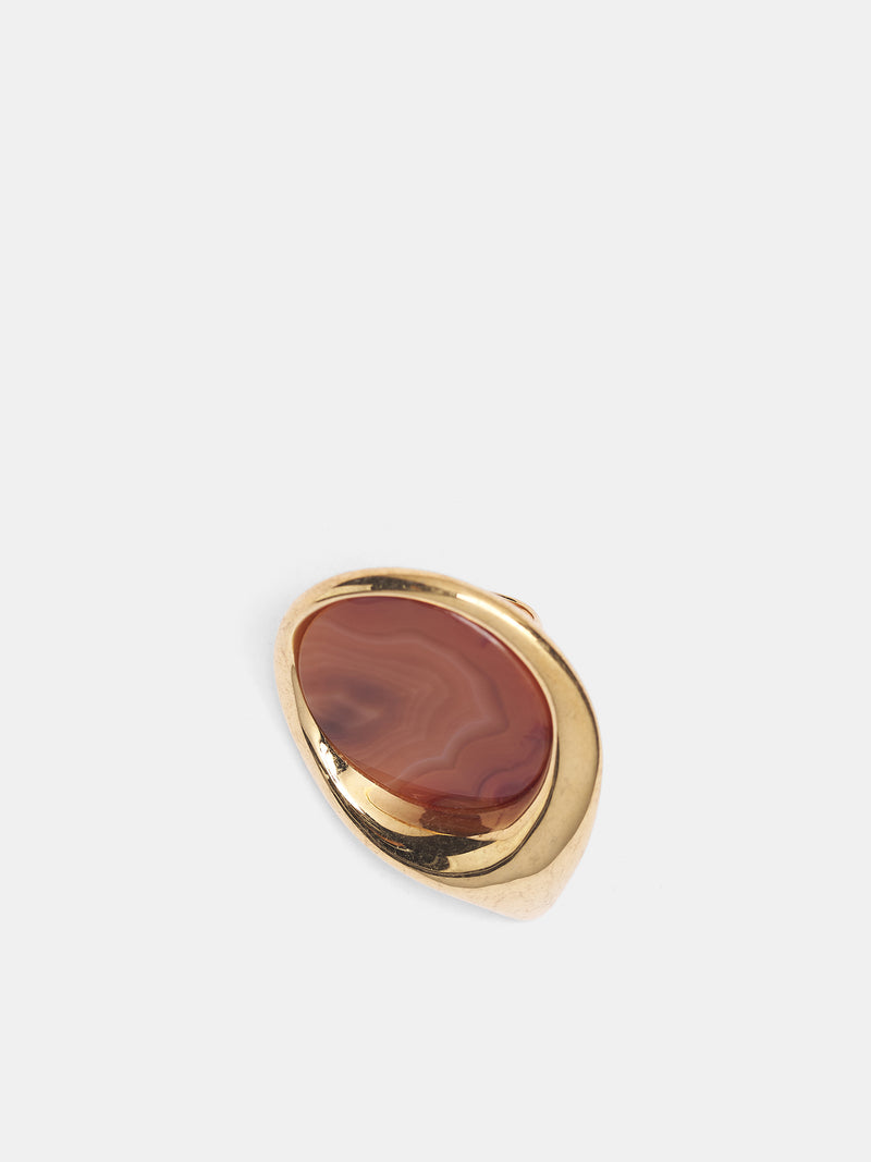 Large Dusk Gold Agate Ring (S26-FG003-S-RED-AGATE)