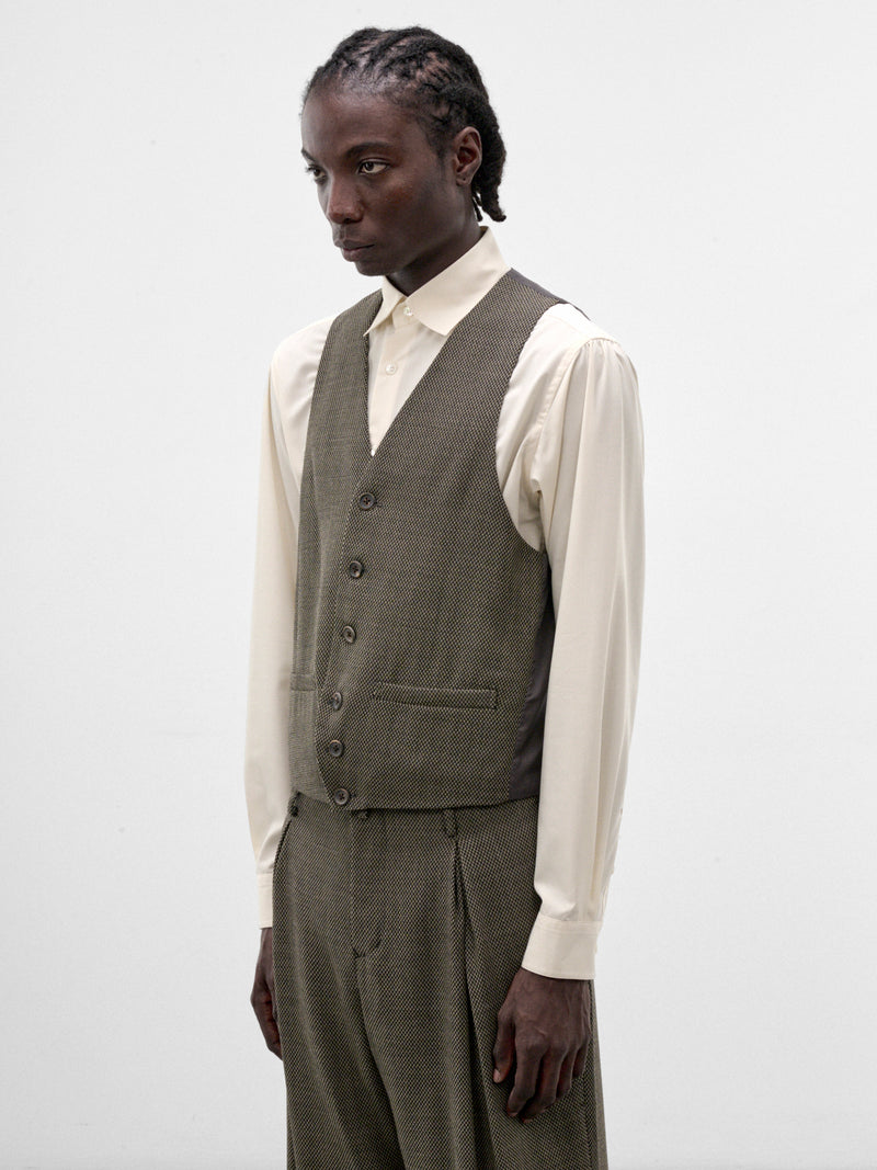 Gray Wool Dobby Waistcoat Vest (S26AW06VE-DOBBY-GREY)