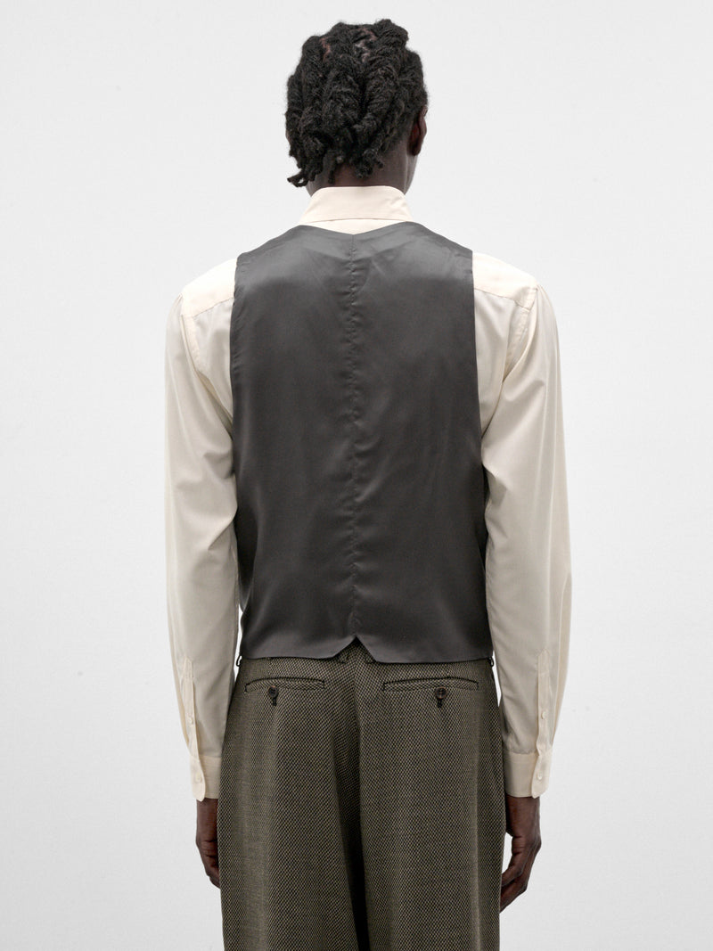 Gray Wool Dobby Waistcoat Vest (S26AW06VE-DOBBY-GREY)