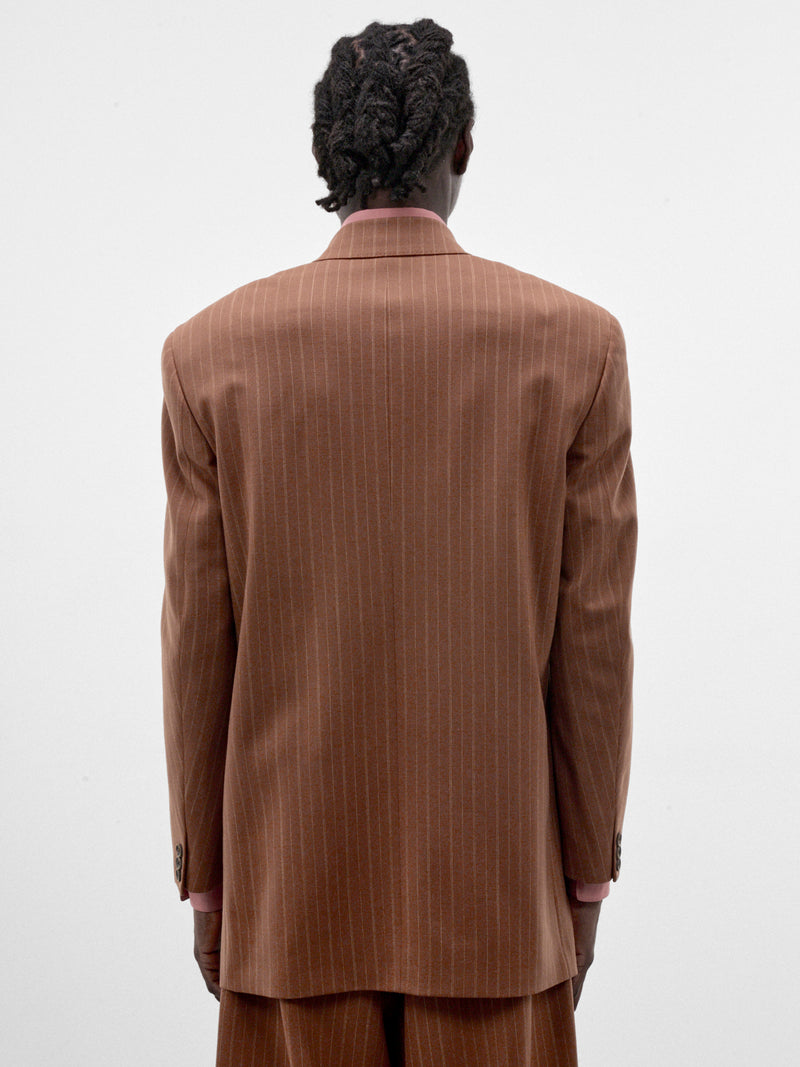 Brown Wool Pinstripe Blazer (S26AW08JKT-VW-BROWN)
