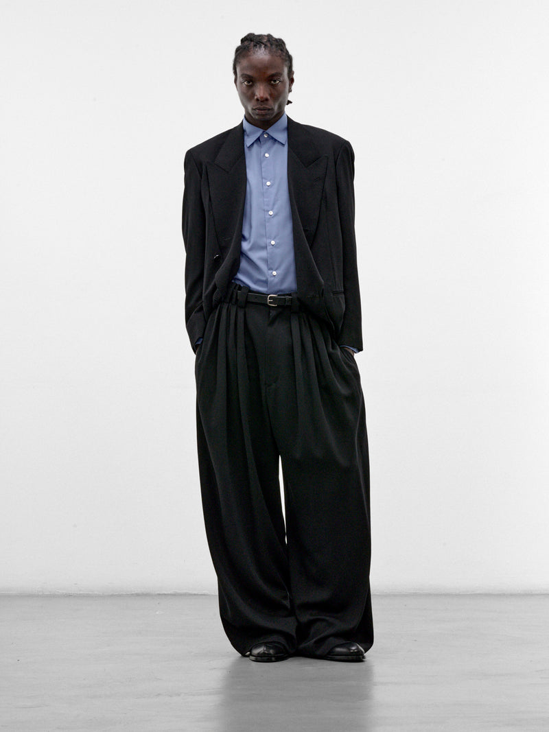 Black Wool Peaked Lapel Blazer (S26AW08JKT-W-BLACK)
