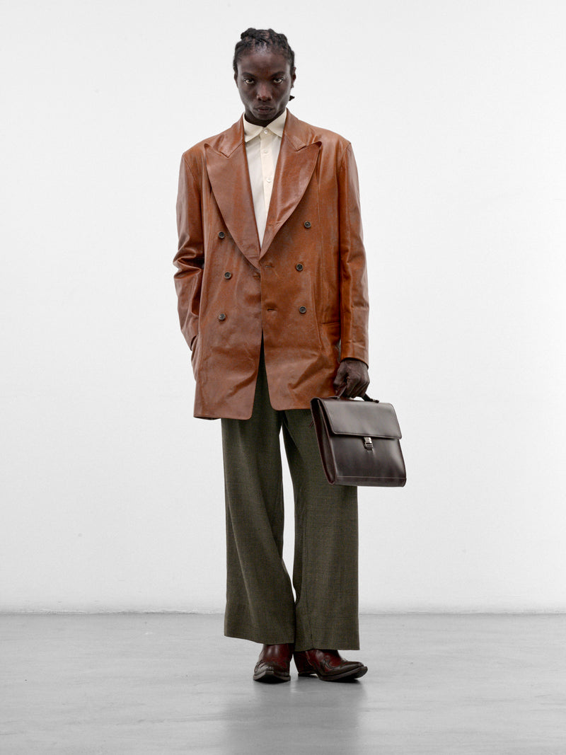 Camel Leather Double-Breasted Jacket (S26AW11JKT-CAMEL)