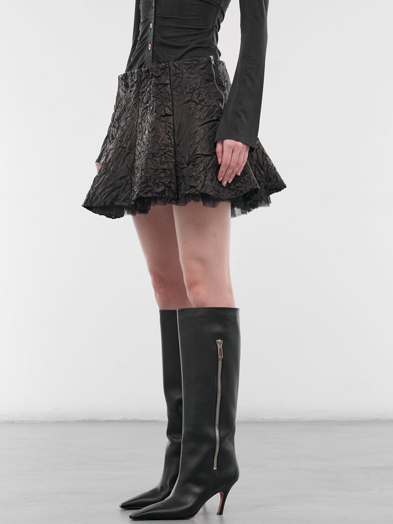 AVAVAV Leather Tulle Mini Skirt | H.Lorenzo - side