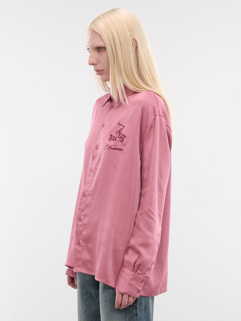 AVAVAV Pink Satin Embroidered Shirt | H.Lorenzo - side