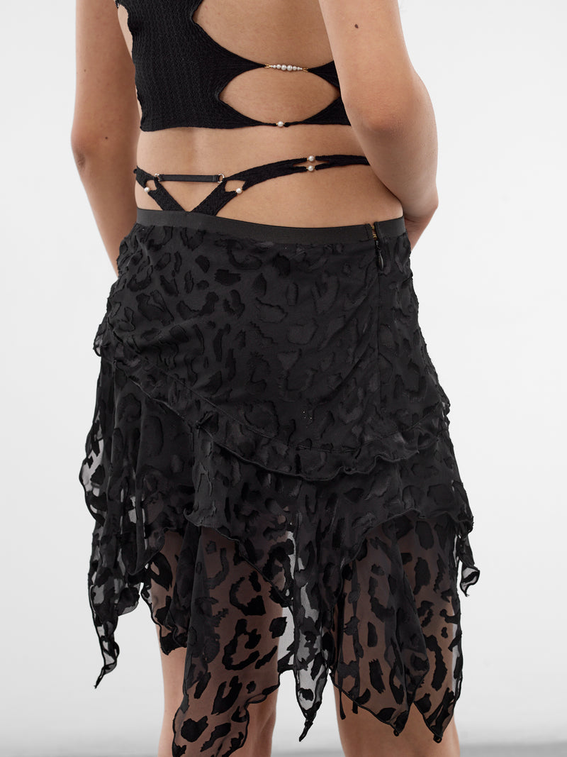 Silk Leopard Burnout G-String Skirt (S26WV18ON-ONYX)