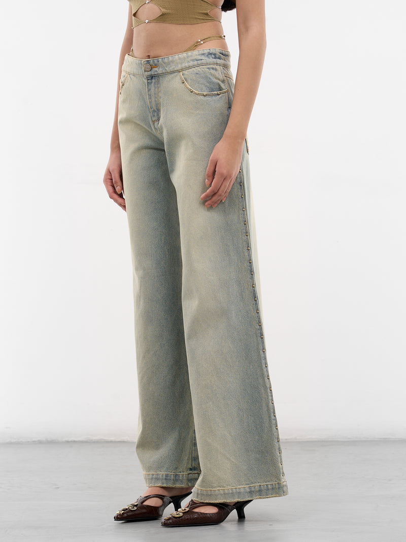 Blue Baggy G-String Rivets Jeans (S26WV26SU-SUN-FADED-BLUE)