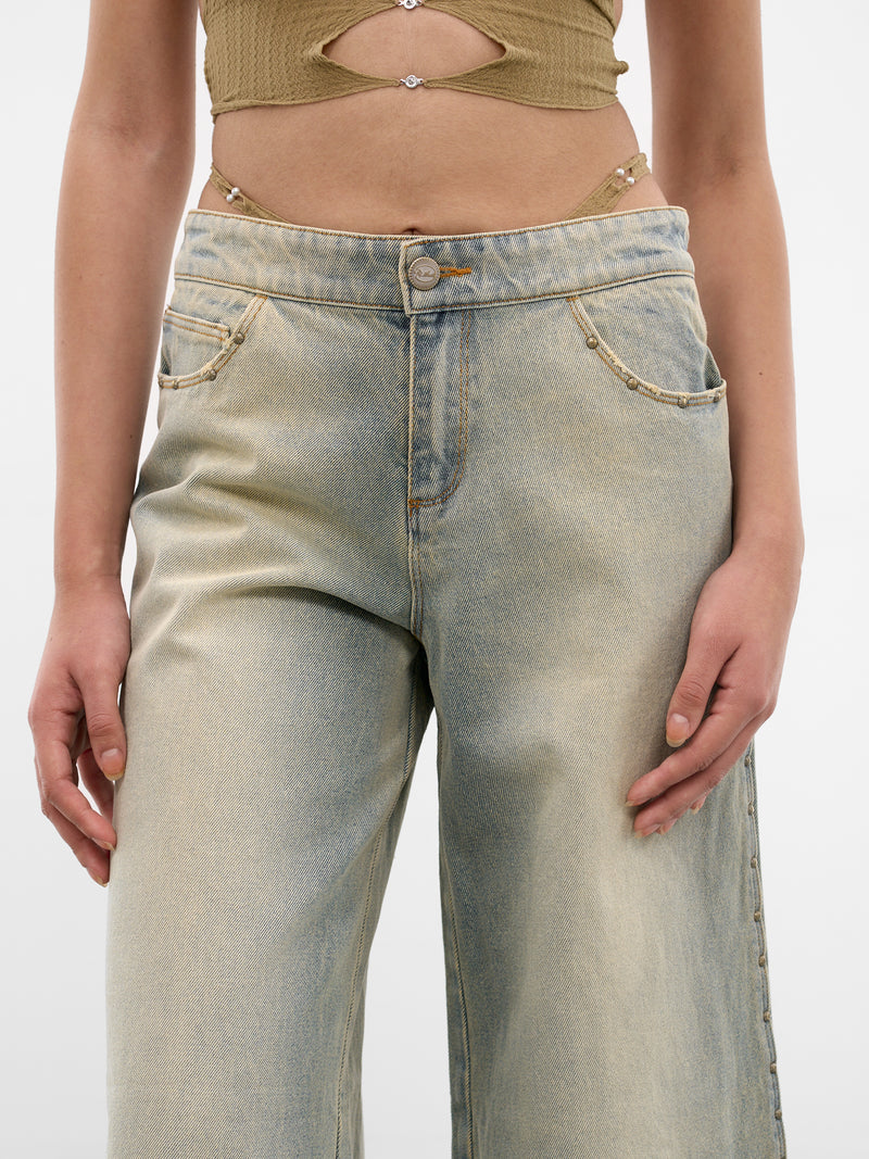 Blue Baggy G-String Rivets Jeans (S26WV26SU-SUN-FADED-BLUE)