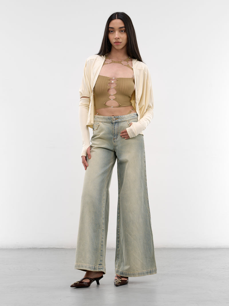 Blue Baggy G-String Rivets Jeans (S26WV26SU-SUN-FADED-BLUE)