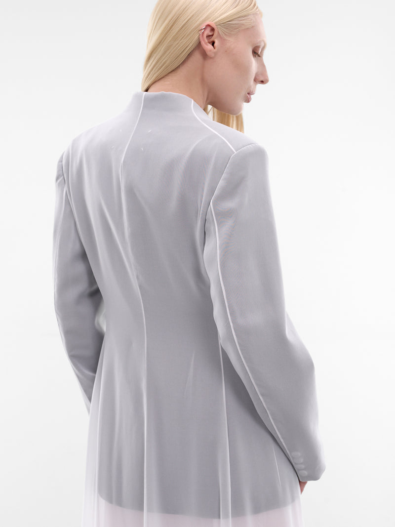 Layered Sheer Tailored Blazer Dress (S29DD0065-S37399-101-GRAY)