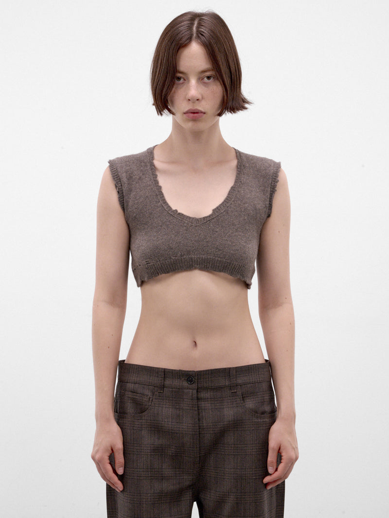 Brown Cropped Knit Tank Top (S29FB0112-M13337-MUD)