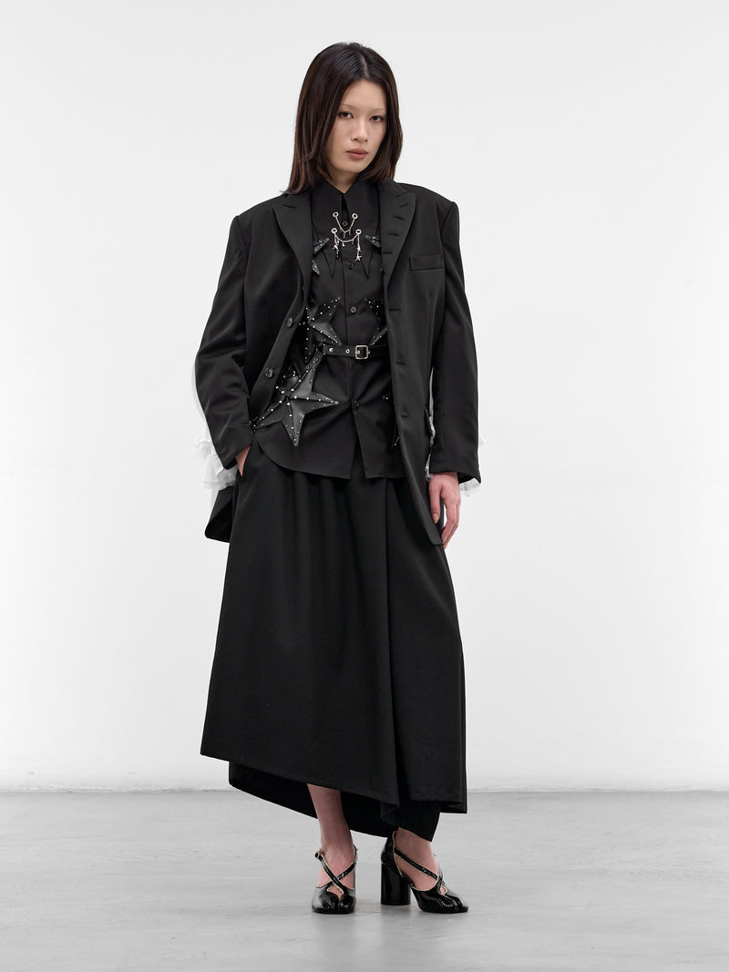 Black Hybrid Deconstructed Gathering Blazer (3Q-J002-S26-BLACK-WHITE)