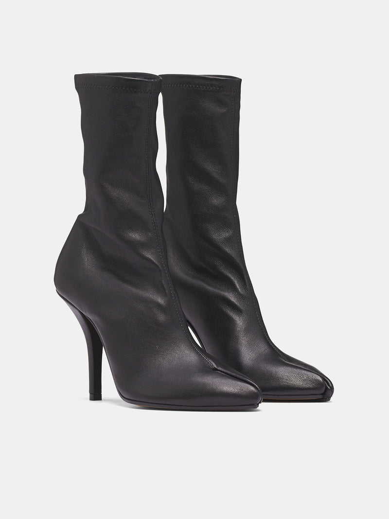 Black Leather Tabi Ankle Heels (S39WU0232-P7866-BLACK)