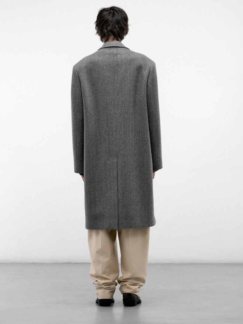 Gray Checked Wool Overcoat (S50AA0166-M35904-GREY)