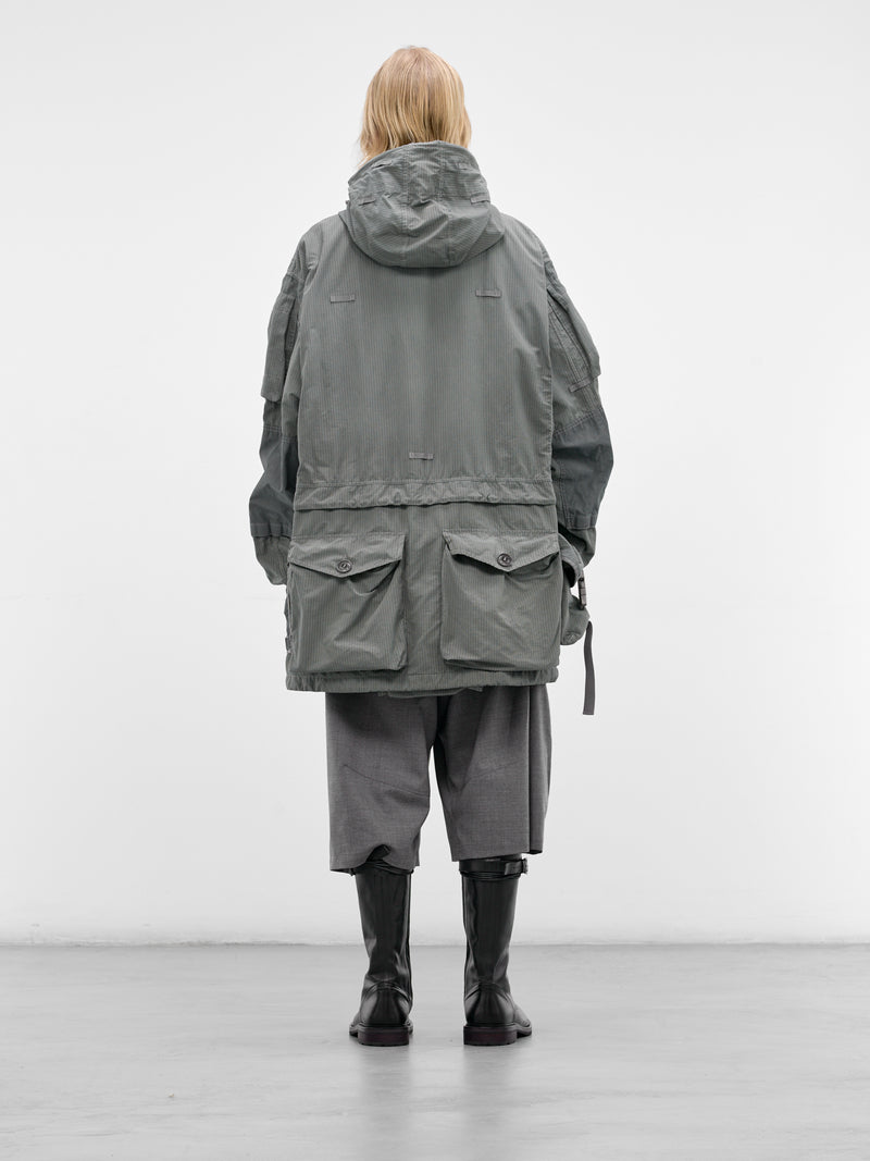 Green Oversized Stripe Field Jacket (S50AM0653-M35685-SAGE)