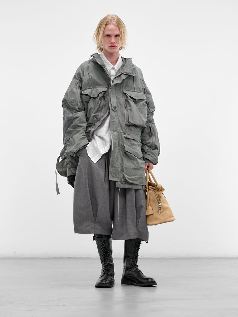 Green Oversized Stripe Field Jacket (S50AM0653-M35685-SAGE)