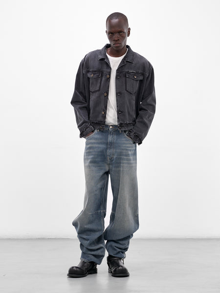 Black Boxy Washed Denim Jacket (S50AM0654-S30842-965-BLACK)