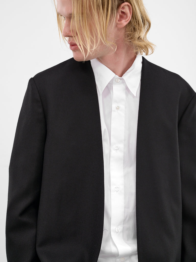 Black Wool Collarless Blazer (S50BN0318-S47782-900-BLACK)