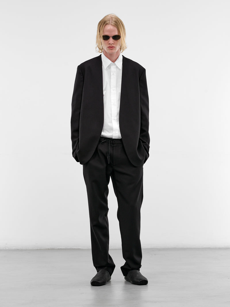 Black Wool Collarless Blazer (S50BN0318-S47782-900-BLACK)