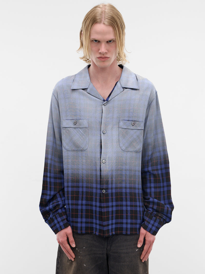 Blue Airbrushed Gradient Check Shirt (S50DT0069-M35706-001F-BLUE-TAR)