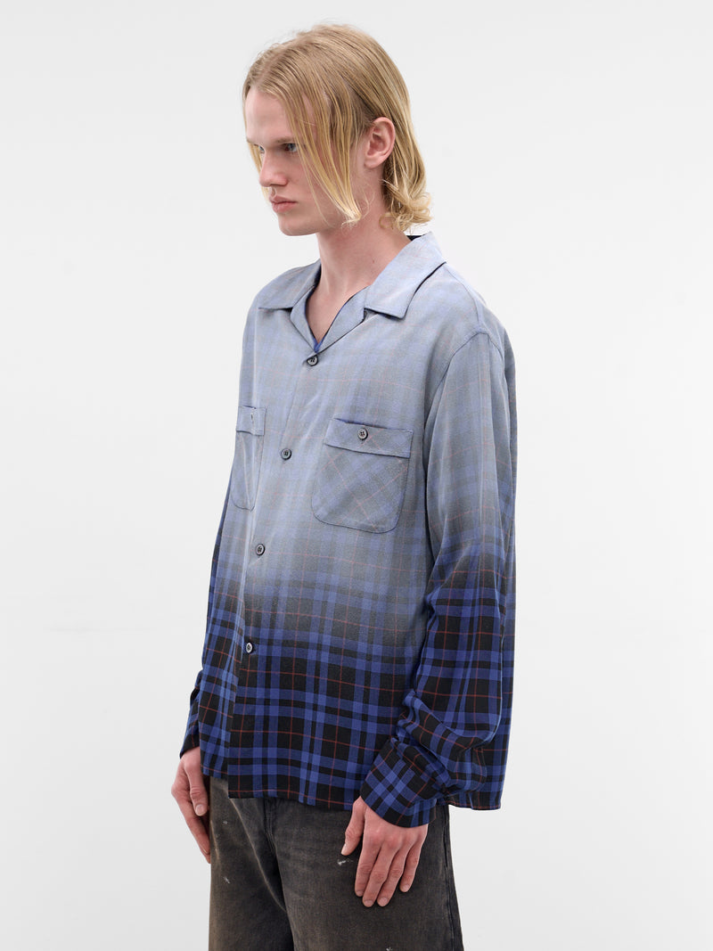 Blue Airbrushed Gradient Check Shirt (S50DT0069-M35706-001F-BLUE-TAR)