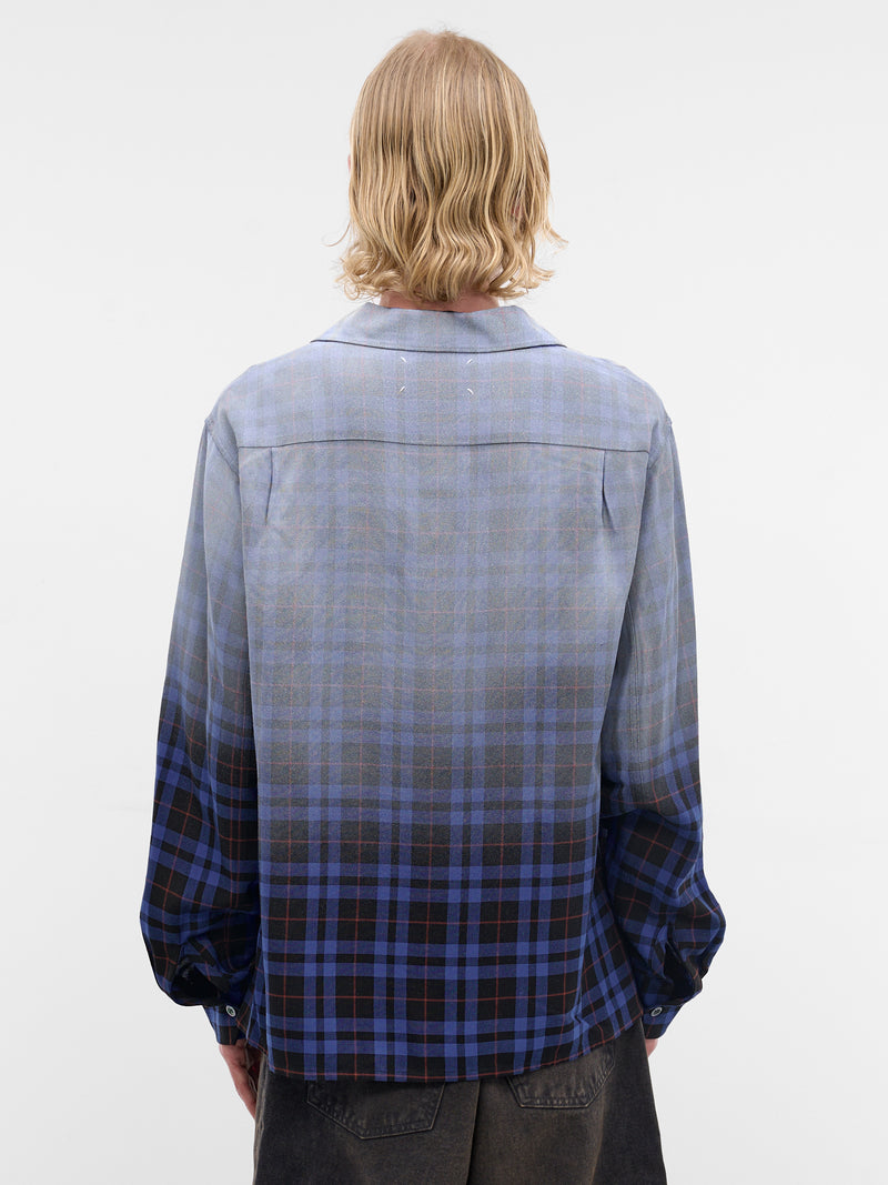 Blue Airbrushed Gradient Check Shirt (S50DT0069-M35706-001F-BLUE-TAR)