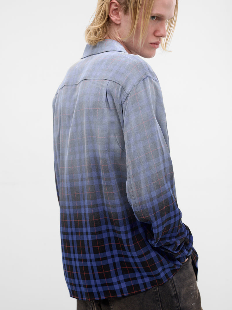 Blue Airbrushed Gradient Check Shirt (S50DT0069-M35706-001F-BLUE-TAR)