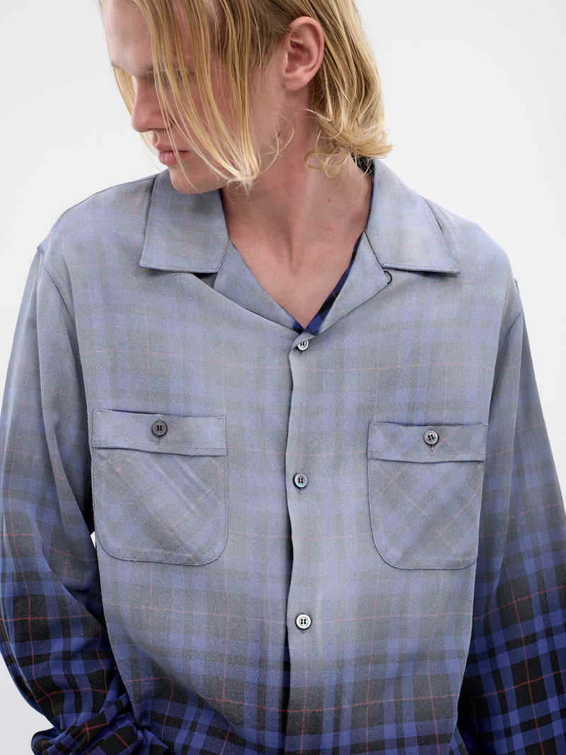 Blue Airbrushed Gradient Check Shirt (S50DT0069-M35706-001F-BLUE-TAR)