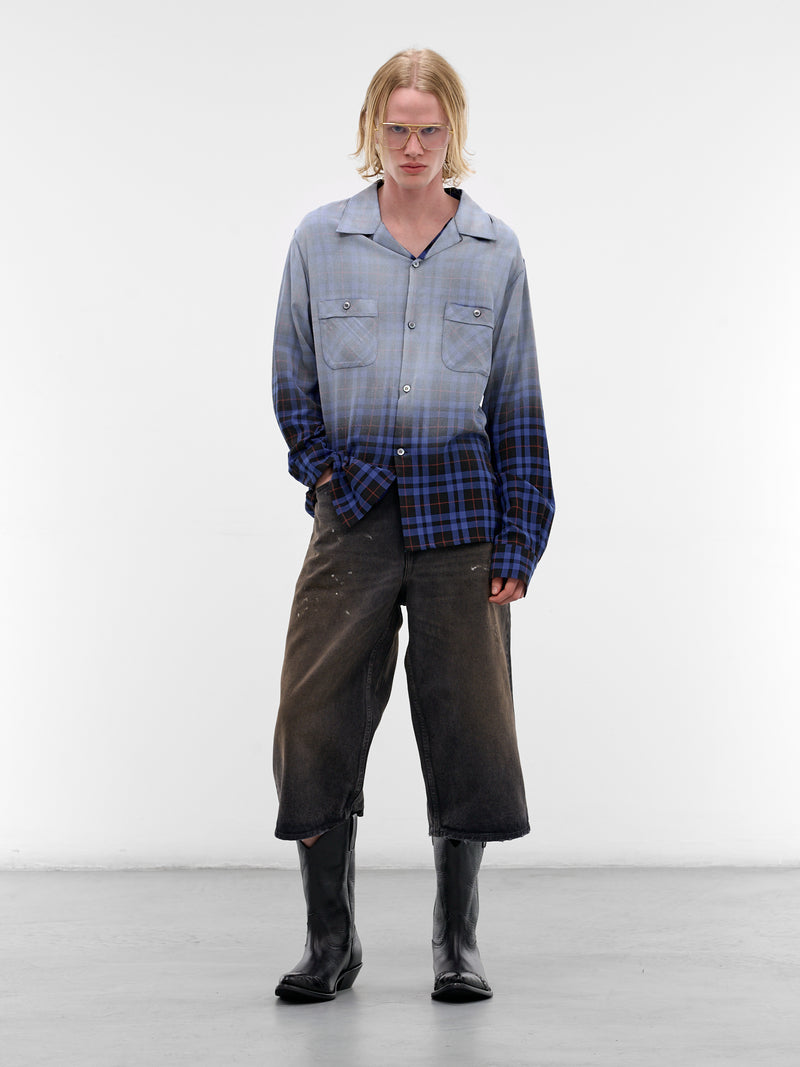 Blue Airbrushed Gradient Check Shirt (S50DT0069-M35706-001F-BLUE-TAR)