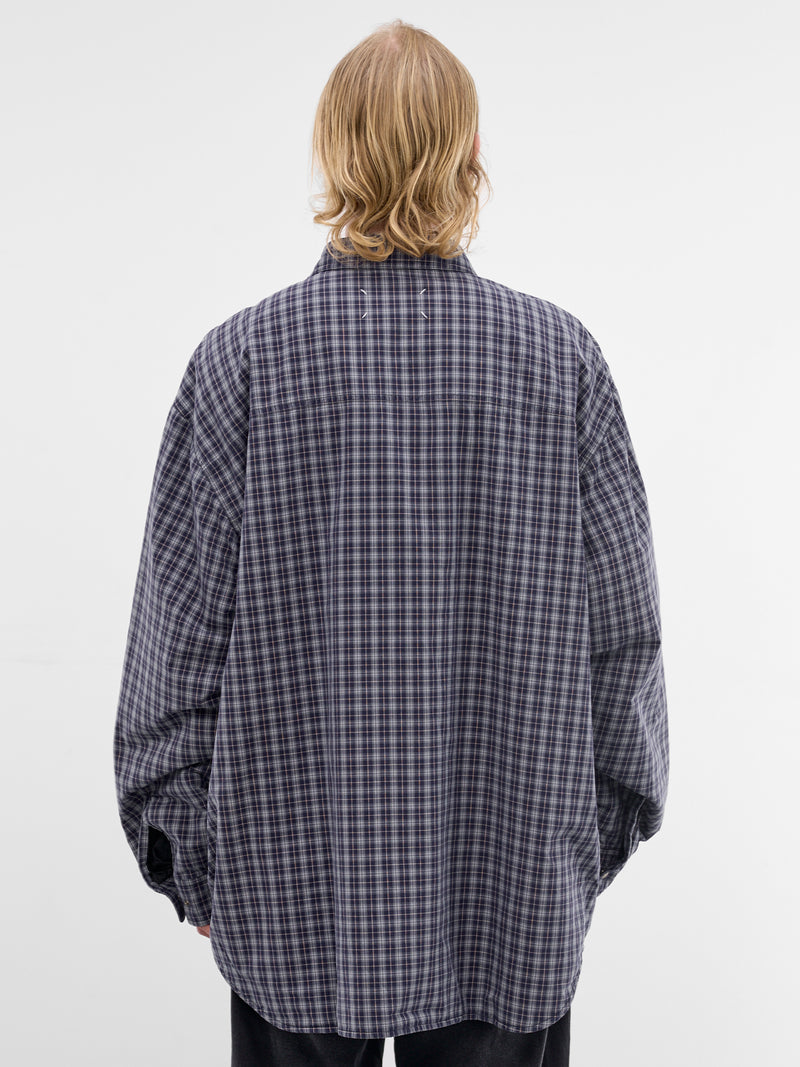 Reversible Overcheck Cotton Shirt (S50DT0070-M35779-001F-BLUE-GRE)