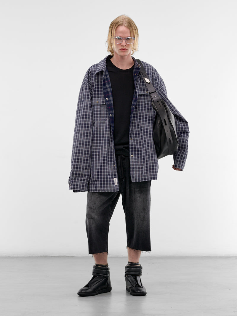 Reversible Overcheck Cotton Shirt (S50DT0070-M35779-001F-BLUE-GRE)