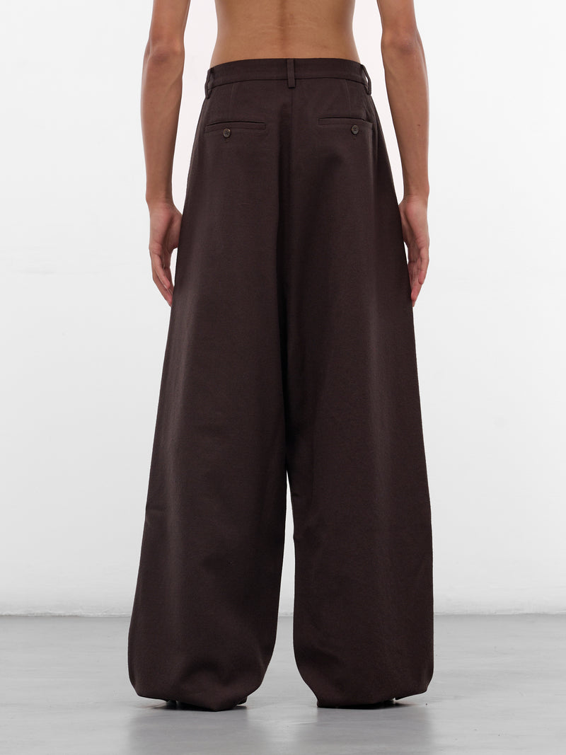 Brown Wool Wide Leg Trousers (UPA0112-BROWN)