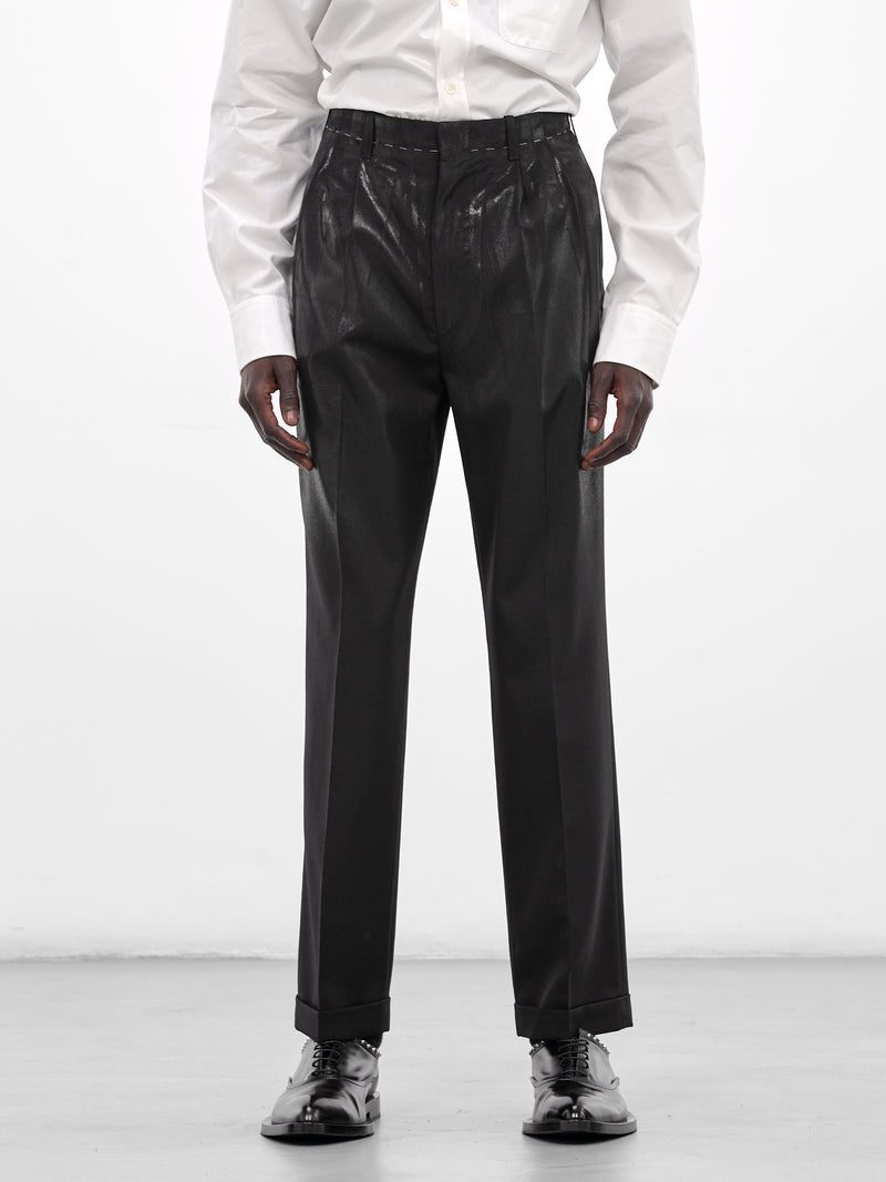 Black Wool Coated Tailored Trousers (S50KA0702-M35745-900-BLACK)