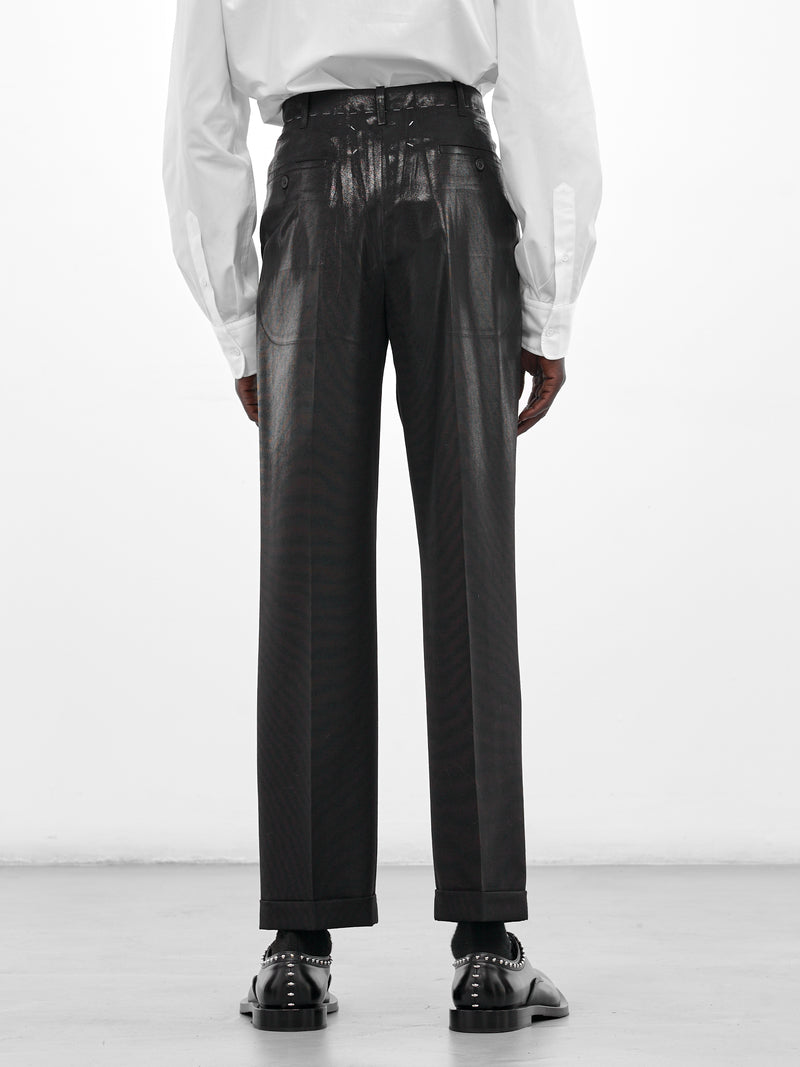 Black Wool Coated Tailored Trousers (S50KA0702-M35745-900-BLACK)