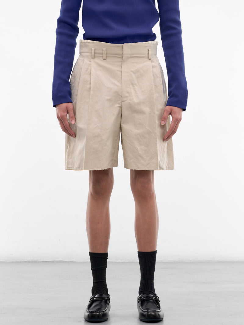 Beige Cotton Wide Leg Shorts (S50MU0093-M35758-106-BEIGE)