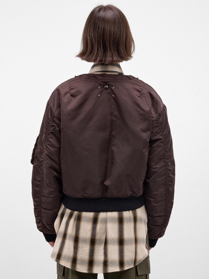 Brown Reversible Nylon Bomber Jacket (S51AM0522-M35923-DARK-BROWN)
