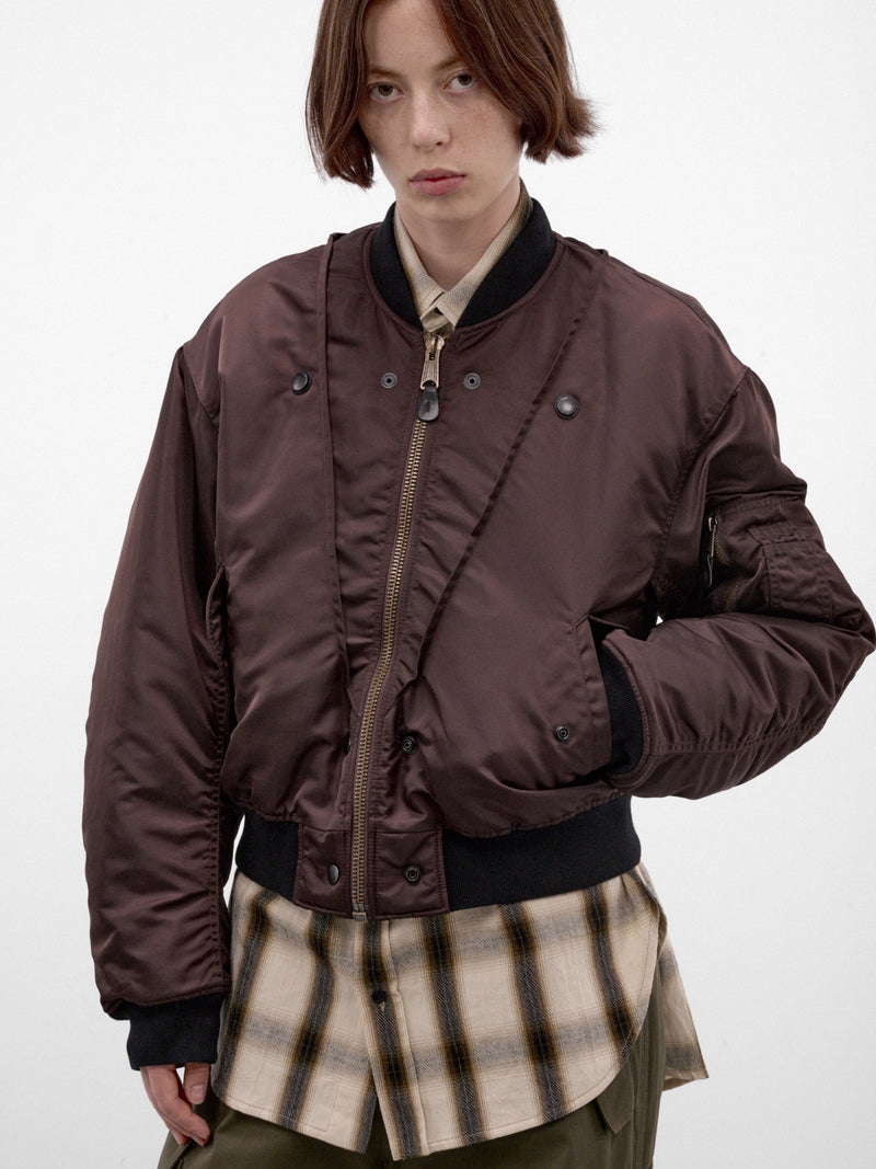 Brown Reversible Nylon Bomber Jacket (S51AM0522-M35923-DARK-BROWN)