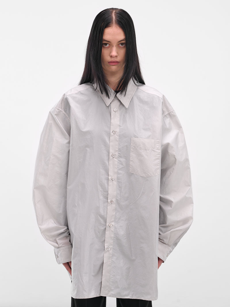 Gray Oversized Button-Up Shirt (S51DT0025-M35350-PEARL-GREY)
