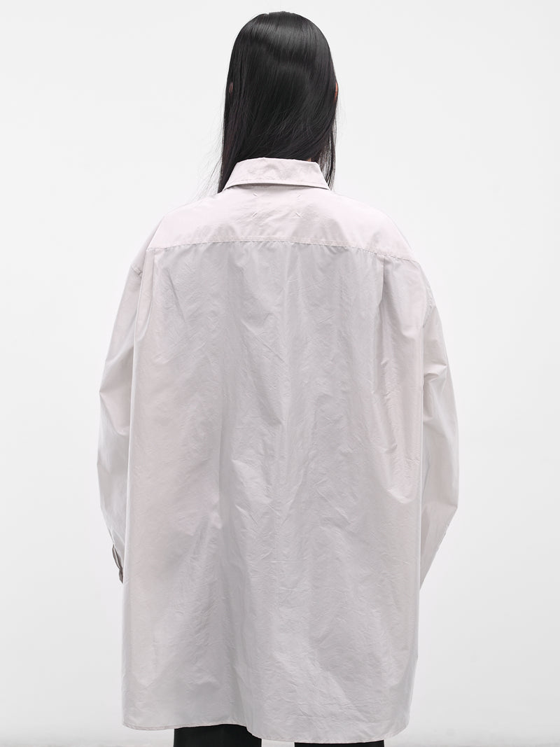 Gray Oversized Button-Up Shirt (S51DT0025-M35350-PEARL-GREY)