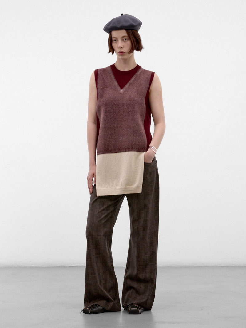 Burgundy Layered Wool Knit Vest (S51FB0086-M13304-211F-BURGUNDY)