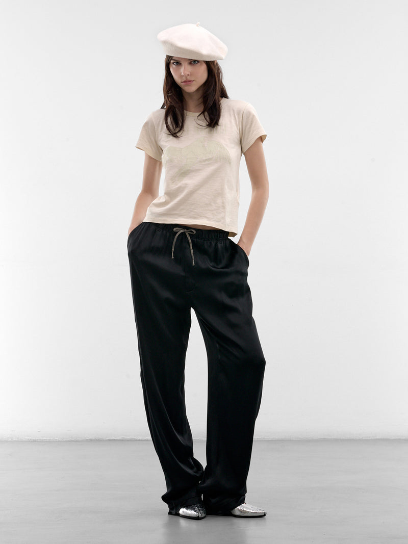 Black Satin Silk Relaxed Trousers (S51KA0619-M36047-900-BLACK)