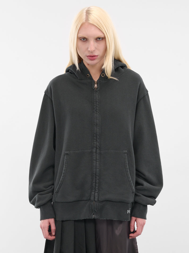 Black Distressed Zip Hoodie (S51HG0022-MTJ033-862-BLACK)