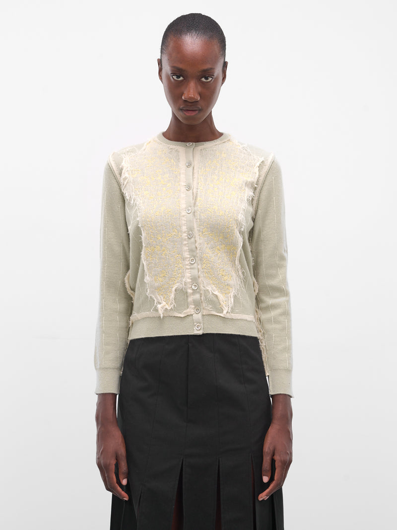 Green Applique Wool Cardigan (S51HP0022-M13153-LIGHT-GREEN)