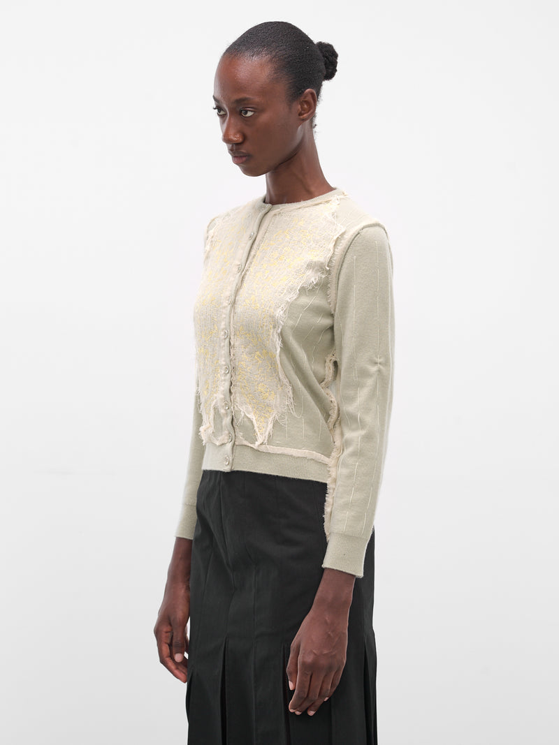 Green Applique Wool Cardigan (S51HP0022-M13153-LIGHT-GREEN)