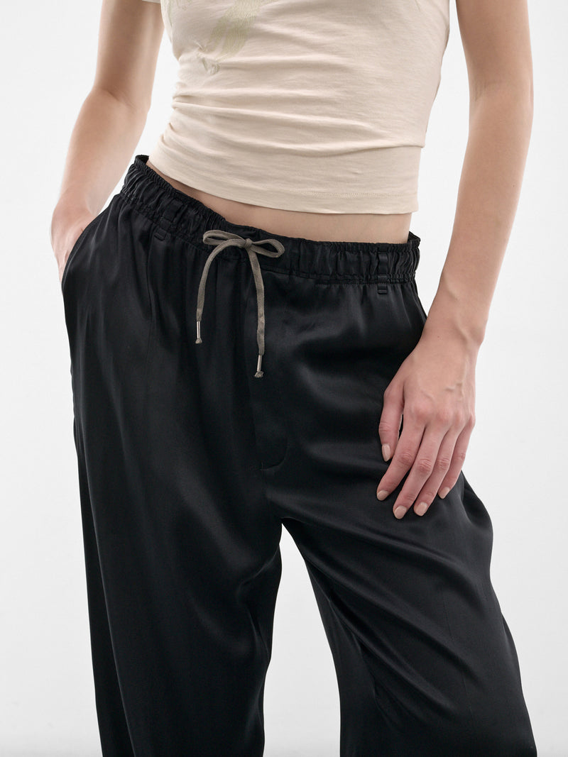 Black Satin Silk Relaxed Trousers (S51KA0619-M36047-900-BLACK)