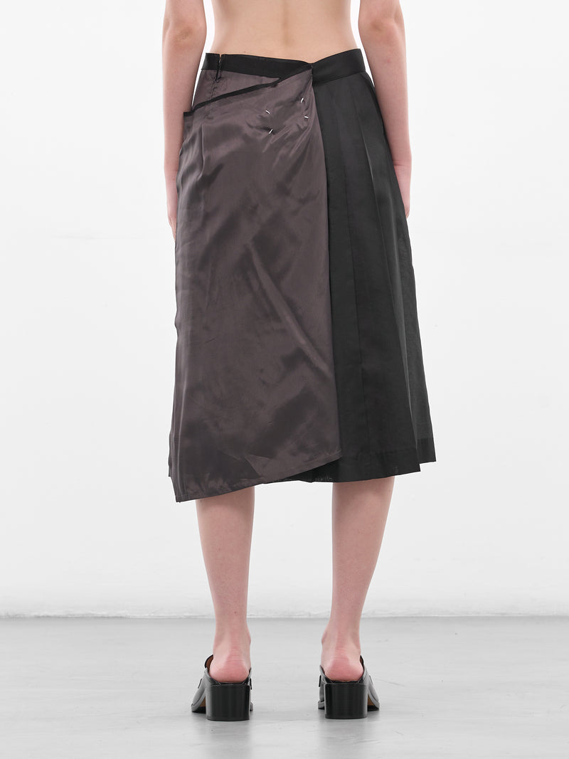 Black Deconstructed Asymmetric Midi Skirt (S51ME0043-MTN098-900-BLACK)