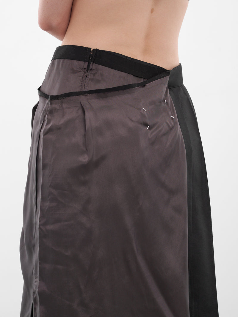 Black Deconstructed Asymmetric Midi Skirt (S51ME0043-MTN098-900-BLACK)