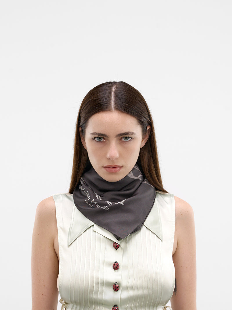 Scribbled Numeric Silk Foulard (S51TF0049-M35820-855S-GRAY)